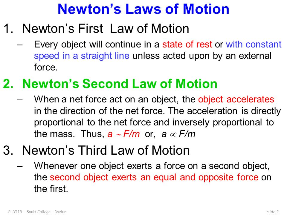 Newton’s Second (2nd) Law of Motion